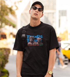 Want A Friend Like Black Round Neck Cotton Half Sleeved Men T-Shirt with Printed Graphics