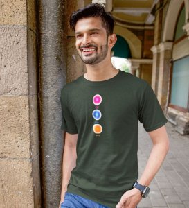 Balanced Life Green Round Neck Cotton Half Sleeved Men T-Shirt with Printed Graphics