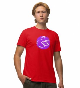 Do Meditation Red Round Neck Cotton Half Sleeved Men T-Shirt with Printed Graphics