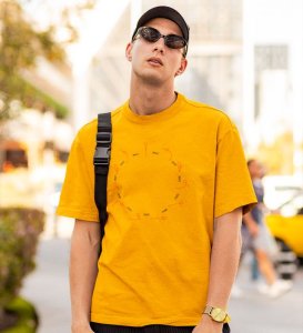 Just Breathe Yellow Round Neck Cotton Half Sleeved Men T-Shirt with Printed Graphics