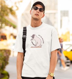 Keep Calm And Do Yoga White Round Neck Cotton Half Sleeved Men T-Shirt with Printed Graphics