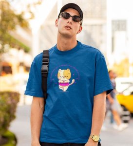 Song Of The Soul Blue Round Neck Cotton Half Sleeved Men T-Shirt with Printed Graphics