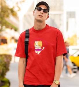 Song Of The Soul Red Round Neck Cotton Half Sleeved Men T-Shirt with Printed Graphics