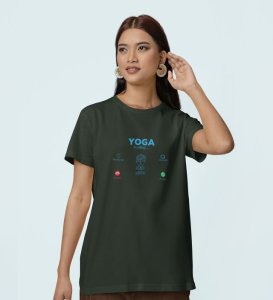 Call Of Peace Green Round Neck Cotton Half Sleeved Women T-Shirt with Printed Graphics
