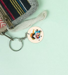 The Pirate King and His Brave Reindeer Anime Printed Round Keychains Pack of 2