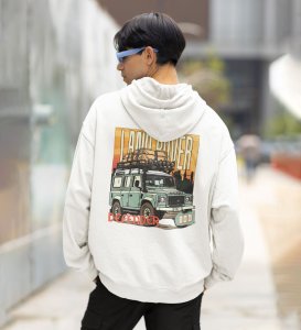 AllTerrain Mastery Where Power Meets Precision  Printed White Hoodie for Men