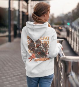 Master of the Open Road Printed White Hoodie for Women