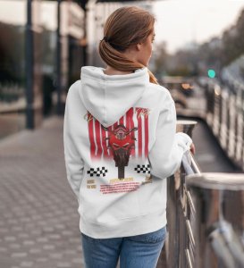 Where Speed Meets Art Printed White Hoodie for Women