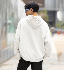 Burning Eyes Unyielding Flame Within Cotton White Hoodie for Men