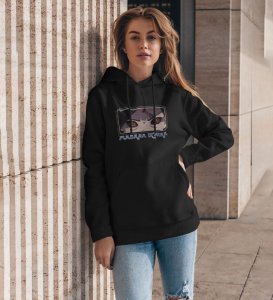 Eyes of Determination Forged by Adversity Cotton Black Hoodie for Women