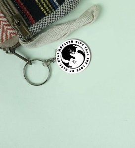 Artistic Kitty Love Quote Design Printed Round Keychain Pack of 2