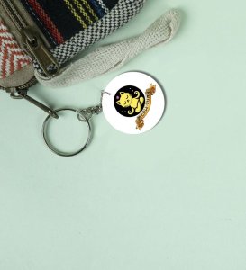 Meditating Kitty Peace Theme Printed Round Keychain Pack of 2