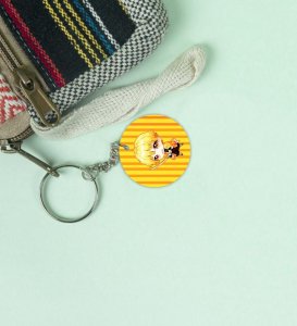 Soft Sparkle: Printed Round Anime Keychains Pack of 2