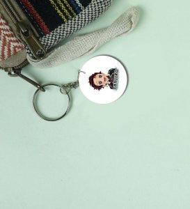 Stylish Energetic Cartoon Hero Printed Round Keychain Pack of 2