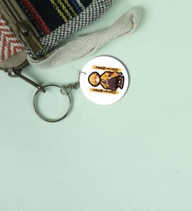 Energetic Anime-Inspired Warrior Pose Printed Round Keychain Pack of 2