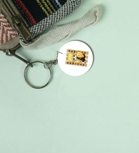 Fierce Tiny Fighter Illustration Printed Round Keychain Pack of 2