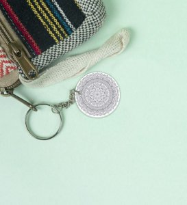 Graceful Geometry: Printed Round Keychains Pack of 2