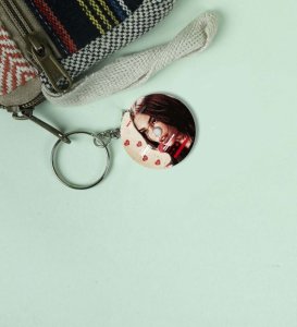 Retro Romance Mood with Bold Love Drama Printed Round Keychain Pack of 2