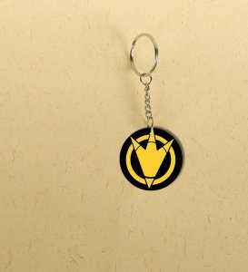 Dark Circle with Golden Spiked Design Printed Round Keychain Pack of 2