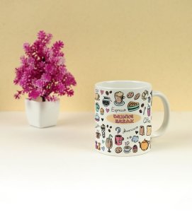 Perfect Coffee and Dessert Break Doodle Printed Coffee Mug 250ml
