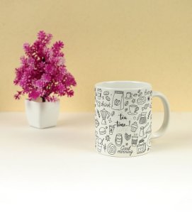 Hand-Drawn Tea and Breakfast Icons Printed Coffee Mug 250ml