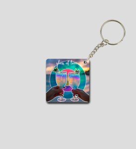 Raise a Glass of Love and Light Printed Keychain Pack of 2