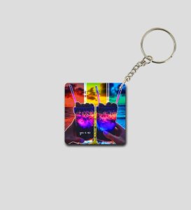 Colorful Cheers to You n Me Love Printed Keychain Pack of 2