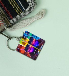 Colorful Cheers to You n Me Love Printed Keychain Pack of 2