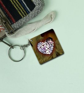 Artistic Anime Heart Swirl Printed Keychain Pack of 2