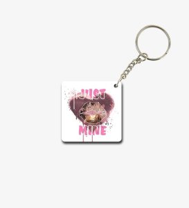 Romantic Just Mine Couple Gift Printed Keychain Pack of 2