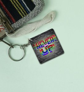 Stay Strong with Never Give Up Printed Keychain Pack of 2