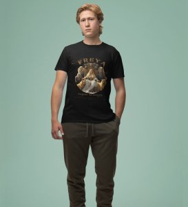 Goddess of War and Love: Power in Beauty's Form Graphic Printed Black T-Shirt for Men