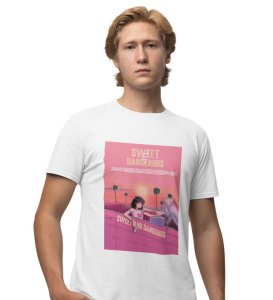 Sassy Sunset: Dangerous in Pink Graphic Printed White T-Shirt