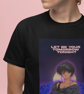 Cyber Crush: Midnight Talk Graphic Printed Black T-Shirt