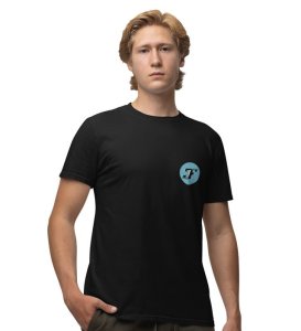 Cloudy Skies: Rice Ball Rain Graphic Printed Black T-shirt