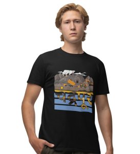 From Coal to Culture: Chandrapur's Heritage and Spirituality Graphic Printed Black T-Shirt for Men