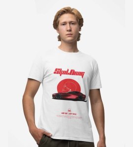 Graveyard Shift : Skull Drag Rush Graphic Printed White T-Shirt
