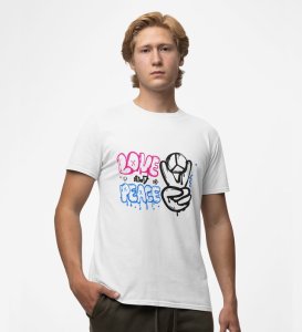 Love + Peace Vibe: Graphic Printed White T-Shirt