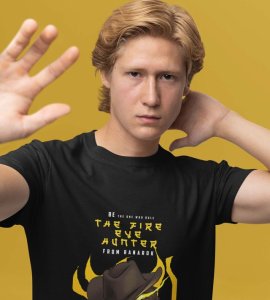 Eyes of Flame: The Fire Eye Hunter Graphic Printed Black T-Shirt