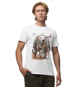 Western Chill: Graphic Printed White T-Shirt