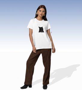 Cosmic Claws: Aries Cat Attitude Graphic Printed white T-Shirt