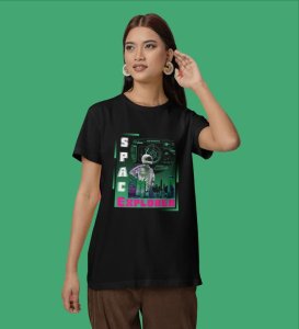 Pixel Storm: Space Craft Graphic Printed White T-Shirt