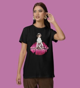 Bold Charm: Woman Power Graphic Printed Black T-Shirt