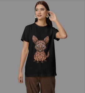 Elephant Elegance in Angles: Graphic Printed Black T-Shirt