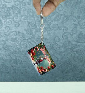 Secret Senta Sharing Happiness Together Printed Keychain Pack of 2