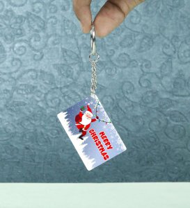 Snowy Nights and Santa Lights Merry Christmas Printed Keychain Pack of 2