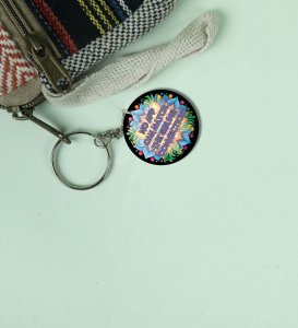 Colorful Art With Unmatched Sibling Connection Quote Printed Round Keychain Pack of 2