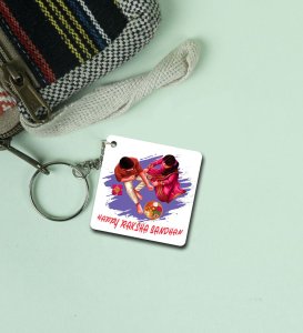 Traditional Indian Festival of Rakhi Love Printed Keychain Pack of 2