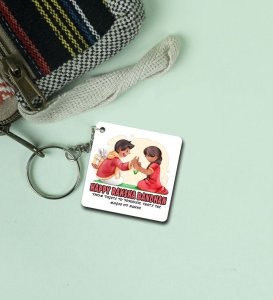 Heartfelt Rakhi Bond in Artistic Style Printed Keychain Pack of 2