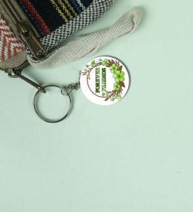 Artistic Friendship Circle in Green Blooms: Printed Round Keychain Pack of 2